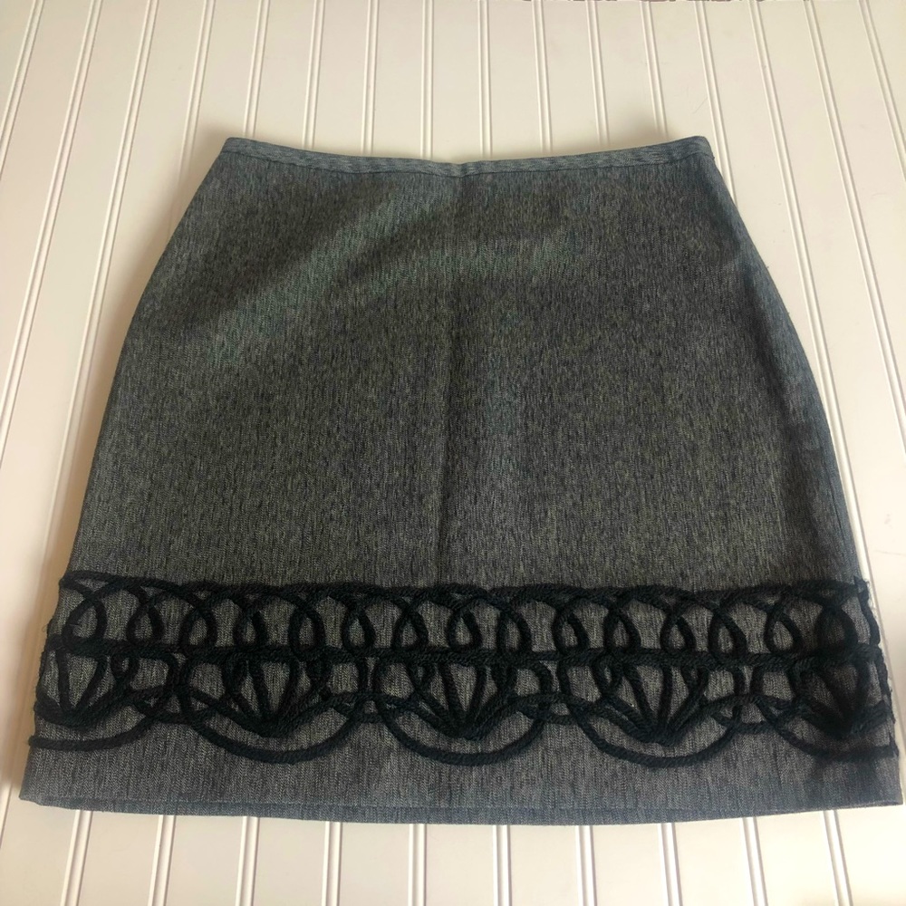 3 for $25 LOFT Gray Skirt with  Braided Appliqué Detail